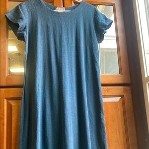 Vintage Blue A-Line Casual Short Sleeved Maxi Dress